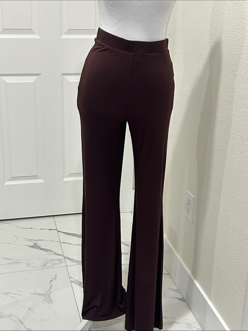 SHEIN Chocolate Brown High-Waist Wide-Leg Pants